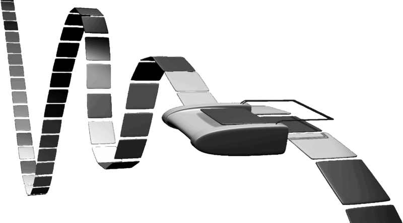 Artistic representation of a Turing machine (Wikipedia)